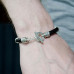 Кожаный браслет Тогл с серебряными вставками