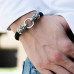 Кожаный браслет Лев с серебряными вставками